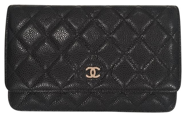 Chanel Wallet on Chain Gold Hardware Black Caviar Leather Cross Body Bag 