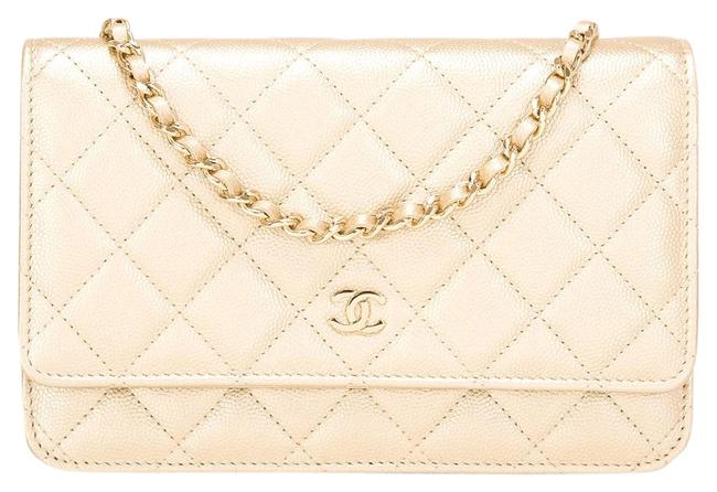 Chanel Wallet on Chain Gold Quilted Caviar Classic Woc Cross Body Bag 