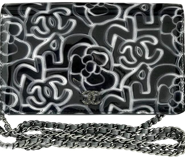 Chanel Wallet on Chain Graffiti Woc Full Set New Black Patent Leather Cross Body Bag 