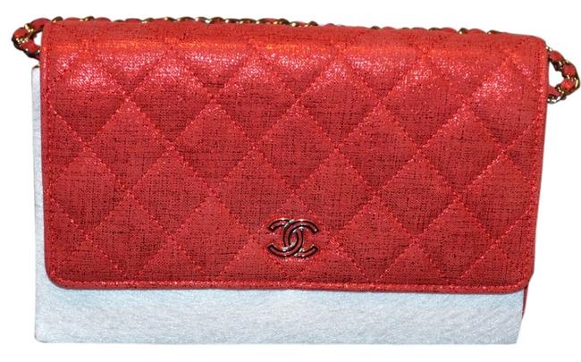 Chanel Wallet on Chain Handbag Red Goatskin Leather Cross Body Bag 