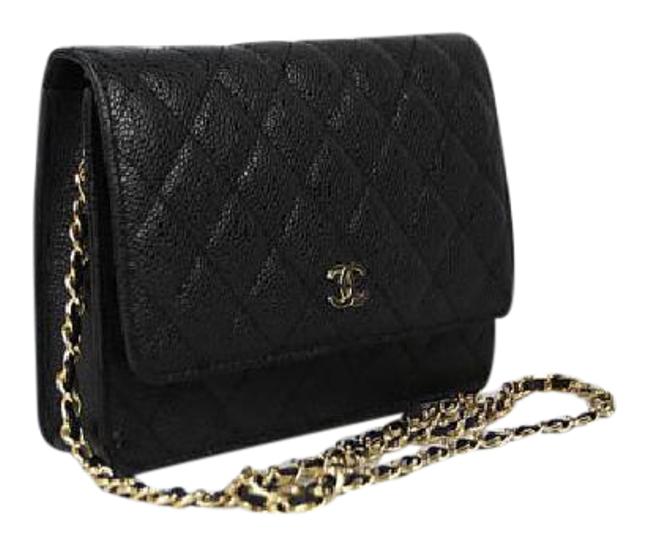 Chanel Wallet on Chain Woc Leather Gold Hardware Black Caviar Cross Body Bag 