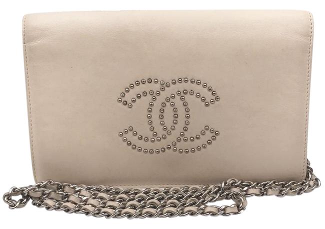 Chanel Light Cc Studs Beige Lamskin Cross Body Bag 