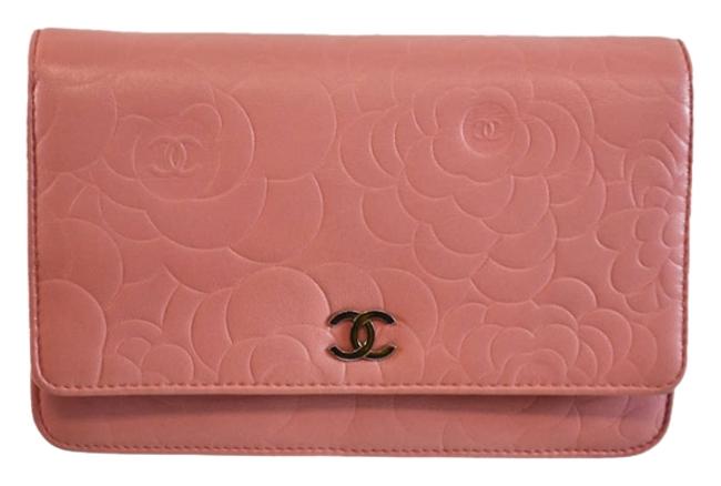 Chanel Wallet on Chain Messenger Camelia Pink Leather Cross Body Bag 