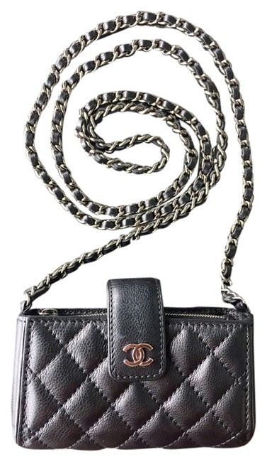 Chanel Mint Quilted Mini Woc Black Leather Cross Body Bag 