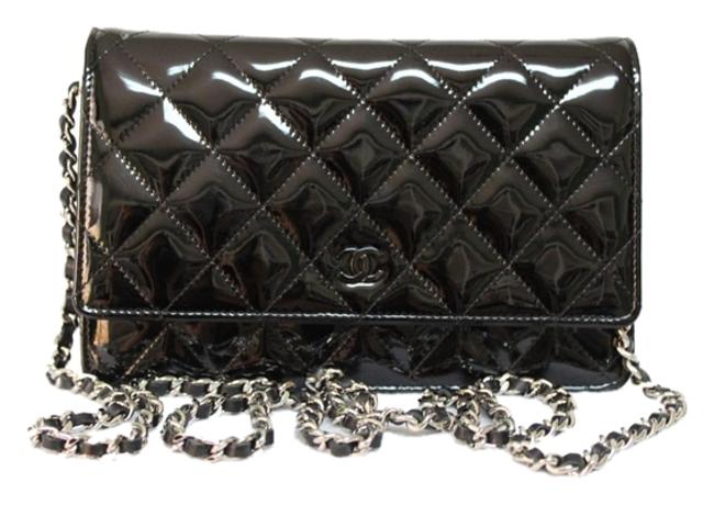 Chanel Wallet on Chain New Quilted Woc Patent Leather Black Cross Body Bag 