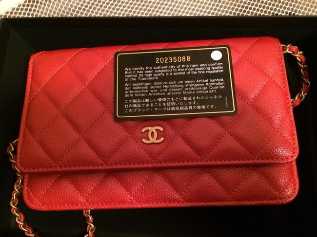 Chanel Wallet on Chain Orange Red Cross Body Bag 