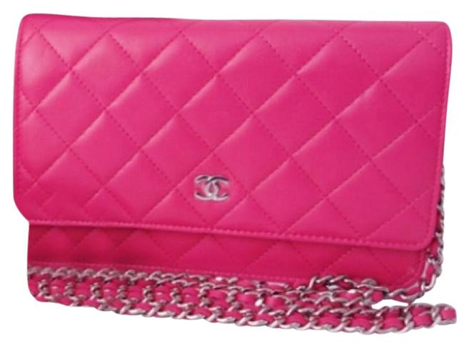 Chanel Wallet on Chain Pink Lampskin Cross Body Bag 