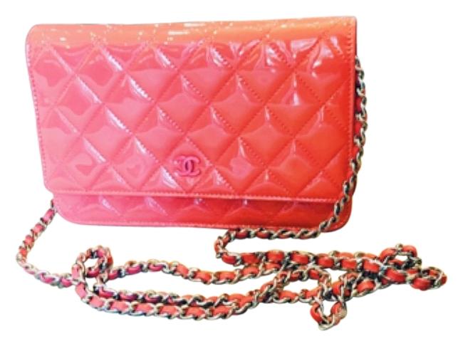 Chanel Wallet on Chain Pink Patent Leather Cross Body Bag 