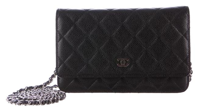 Chanel Wallet on Chain Quilted Caviar Black Leather Cross Body Bag 