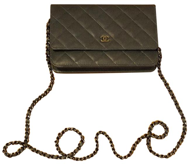 Chanel Wallet on Chain Quilted Grey Caviar Leather Cross Body Bag 