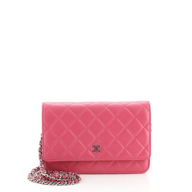Chanel Wallet on Chain Quilted Lambskin Pink Leather Cross Body Bag 