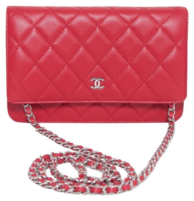 Chanel Woc Quilted Lambskin Silver Hardware Cross Body Bag 
