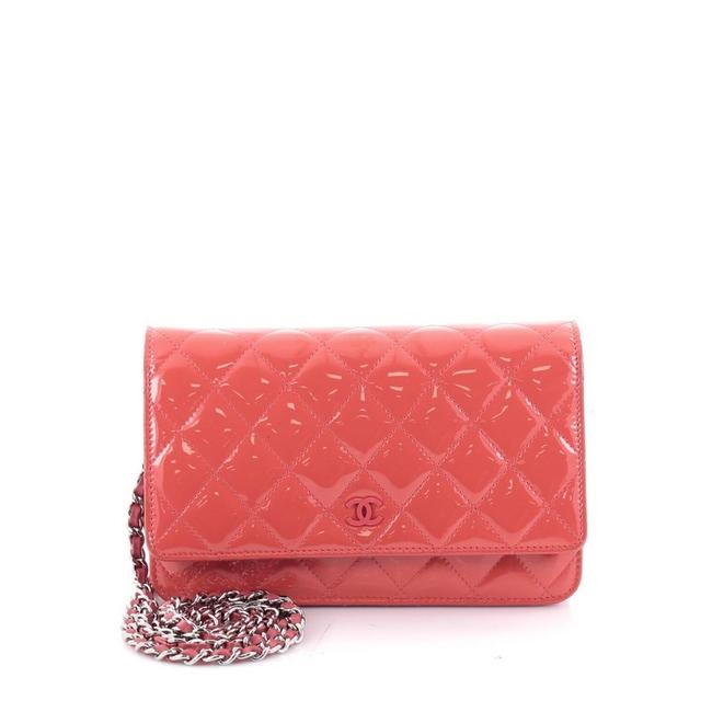 Chanel Wallet on Chain Quilted Patent Pink Leather Cross Body Bag 