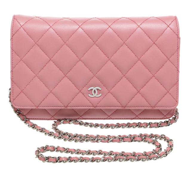 Chanel Wallet on Chain Quilted Woc Handbag Pink Lambskin Cross Body Bag 