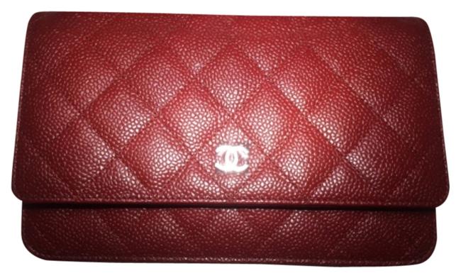 Chanel Woc Red Caviar Leather Cross Body Bag 