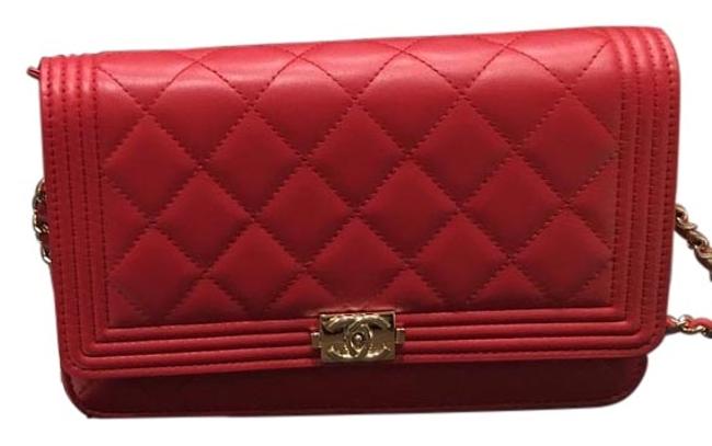 Chanel Woc Red Lambskin Cross Body Bag 