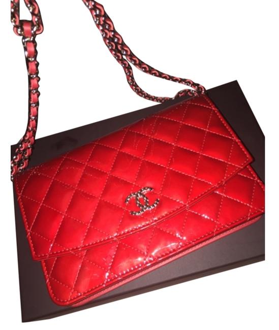 Chanel Red Patent Cross Body Bag 