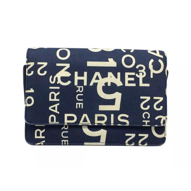 Chanel Wallet on Chain Rue Woc Dark Navy Canvas Cross Body Bag 
