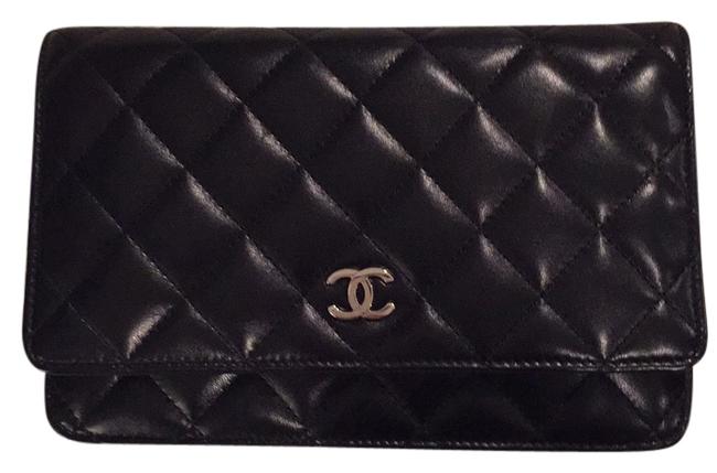 Chanel Wallet on Chain Silver Hw Black Lambskin Cross Body Bag 