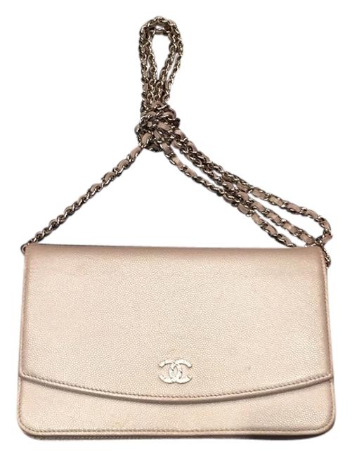 Chanel Woc Silver Leather Cross Body Bag 