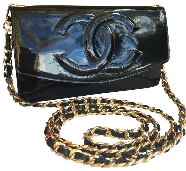Chanel Wallet on Chain Timeless Black Patent Leather Cross Body Bag 