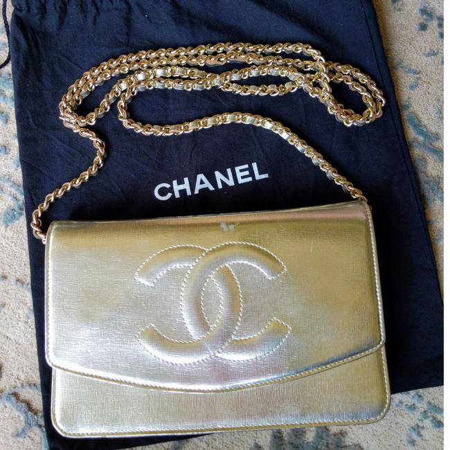 Chanel Wallet on Chain Timeless Cc Woc Gold Leather Cross Body Bag 