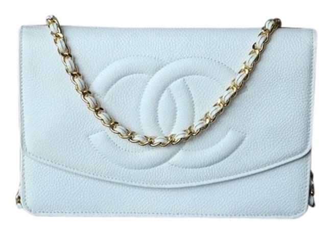 Chanel Wallet on Chain Vintage White Caviar Leather Woc Cross Body Bag 