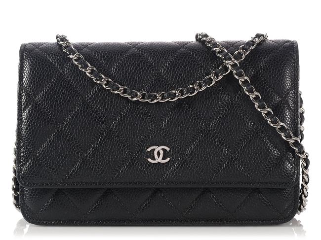 Chanel Wallet On A Chain Woc Black Caviar Leather Cross Body Bag 