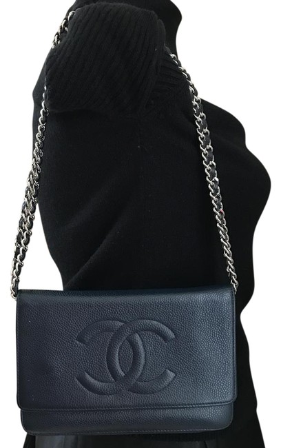 Chanel Woc Wallet On A Chain Blue Caviar Leather Cross Body Bag 