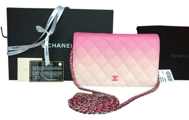 Chanel Woc Wallet On A Chain Pink Ombre Lambskin Cross Body Bag 
