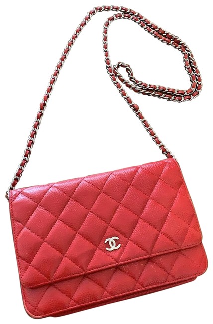 Chanel Wallet on Chain Red Caviar Leather Cross Body Bag 