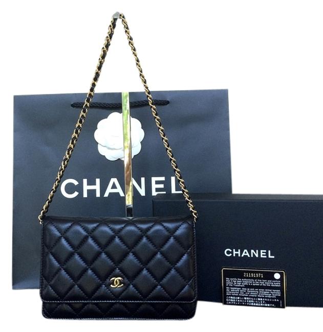 Chanel Wallet on Chain Woc Black Leather Cross Body Bag 
