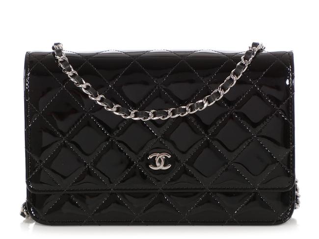 Chanel Wallet on Chain Woc Black Patent Leather Cross Body Bag 