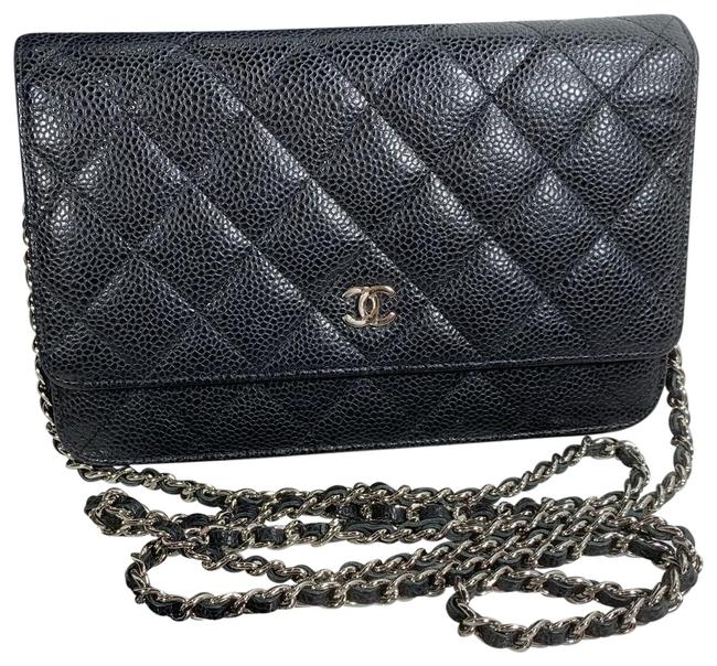 Chanel Wallet on Chain Woc Caviar Black Leather Cross Body Bag 