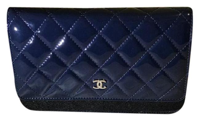 Chanel Wallet on Chain Woc Navy Blue Patent Leather Cross Body Bag 
