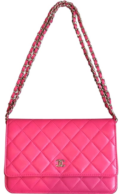 Chanel Wallet on Chain Woc Pink Lambskin Leather Cross Body Bag 