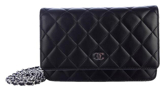 Chanel Wallet on Chain Woc Quilted Black Lambskin Cross Body Bag 