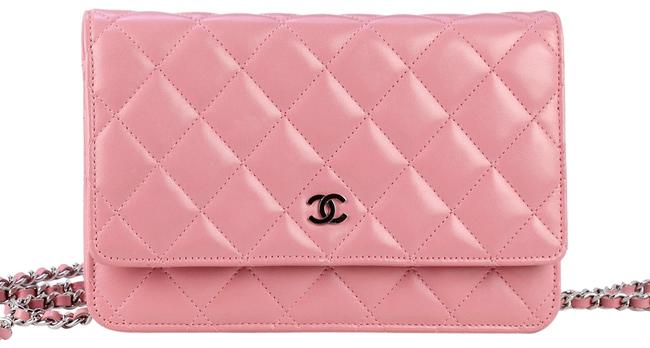 Chanel Wallet on Chain Woc Shw Pink Lambskin Leather Cross Body Bag 