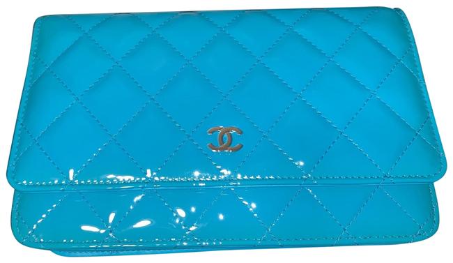 Chanel Woc Teal Patent Leather Cross Body Bag 