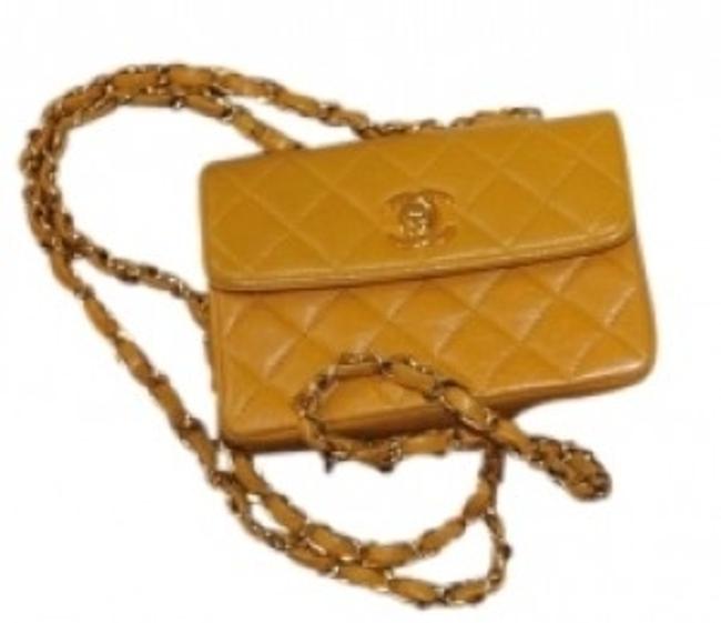 Chanel Yellow Mustard Quilted Leather Cross Body Bag 