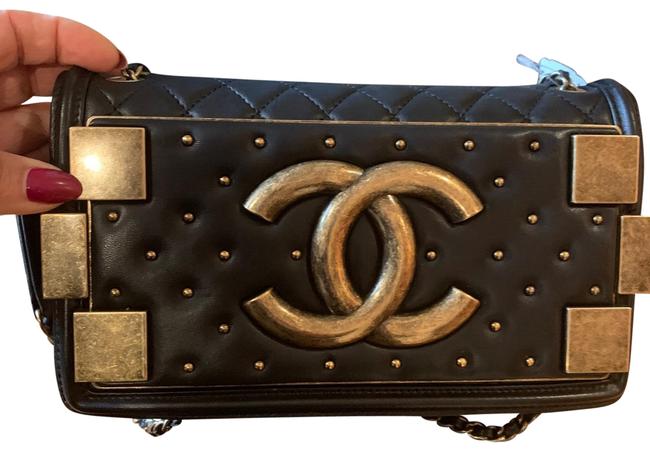 Chanel 100%authentic Black Lamb Skin Leather Clutch 