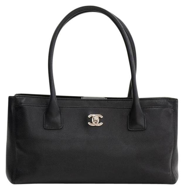 Chanel 12&quot Tote Hand Silver Hardware Cf153 Black Leather Satchel 