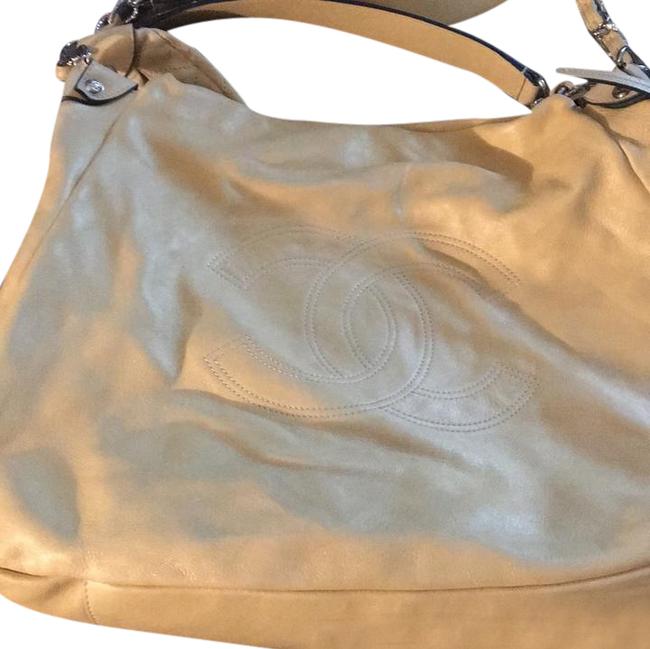 Chanel 12920974 Dark Cream Calfskin Leather Hobo Bag 