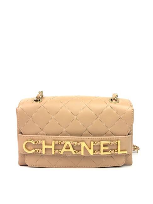 Chanel 20p Flap Beige Leather Clutch 