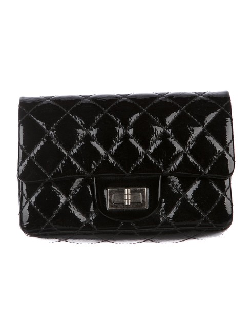 Chanel 255 Reissue Black Patent Leather Clutch 