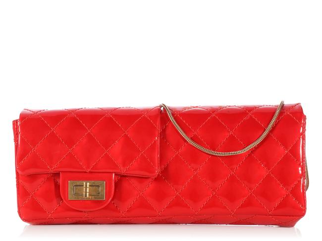 Chanel 255 Reissue Reversible Quilted Red Patent Leather Clutch 