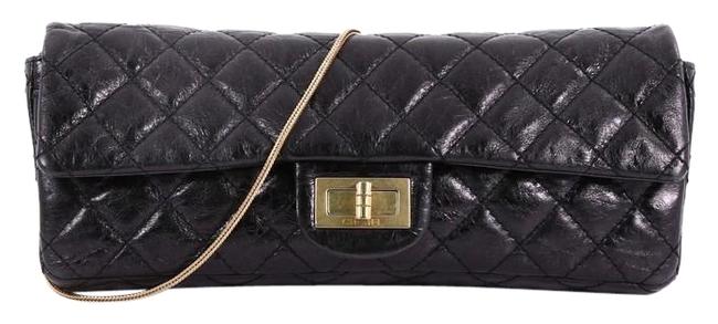 Chanel 255 Reissue East West Small Black Calfskin Leather Clutch 
