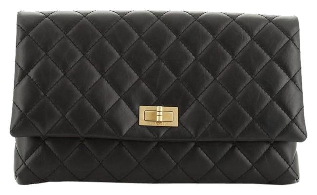 Chanel 255 Reissue Reissue Flap Quilted Black Leather Clutch 