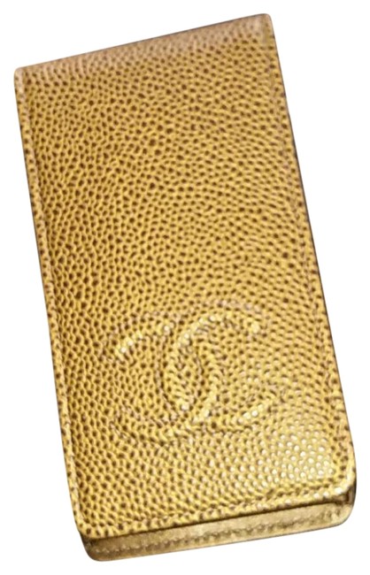 Chanel 4 Case Honey Mustard Caviar Skin Clutch 