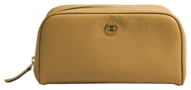 Chanel A20913 Women's Pouch Beige Leather Clutch 